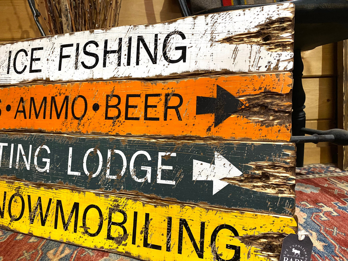 Rustic Hunting Lodge Wood Signs, Log Cabin Ice Fishing Decor