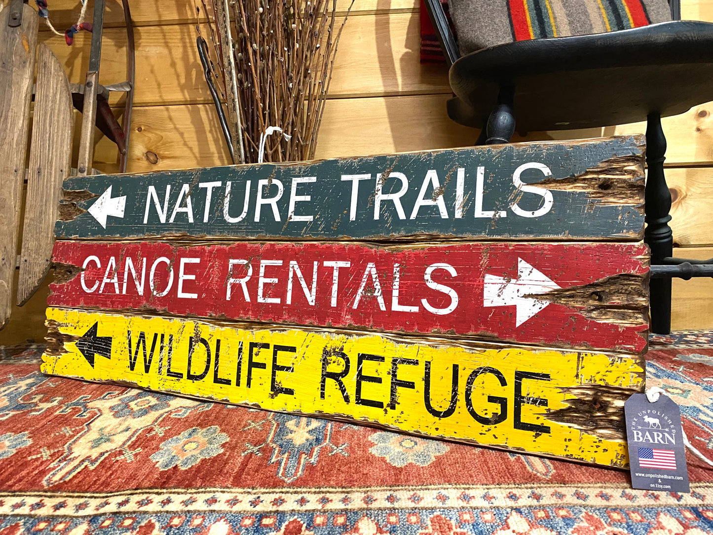 Rustic wood cabin sign