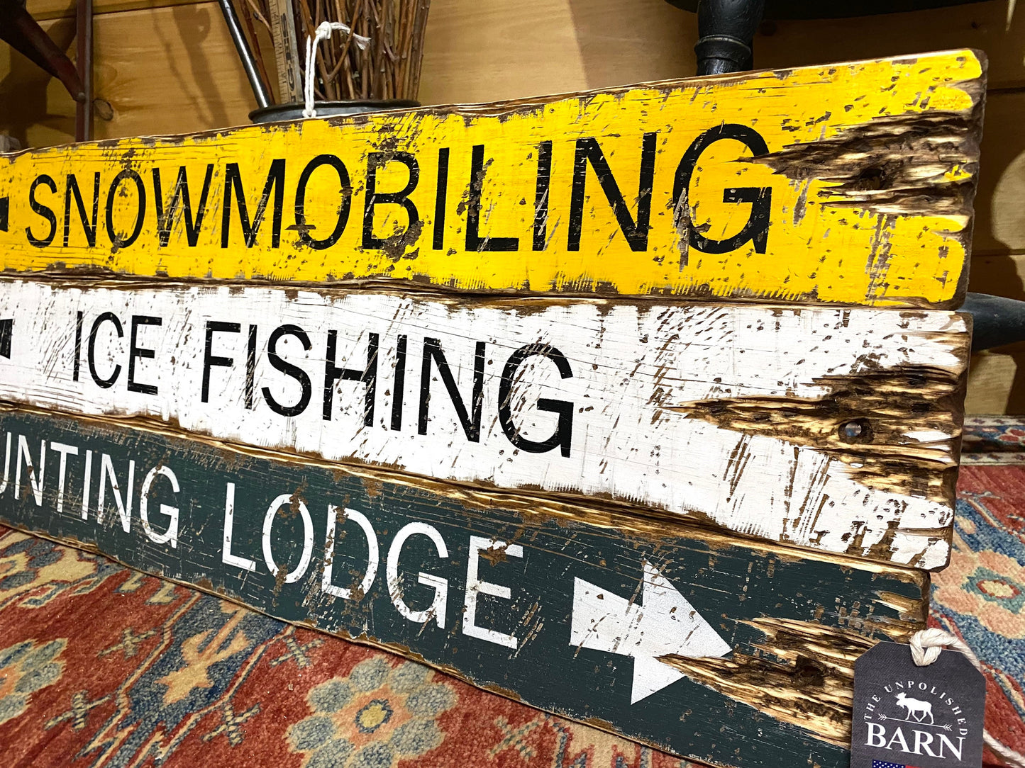 Snowmobiling Sign Set for Hunting Lodge