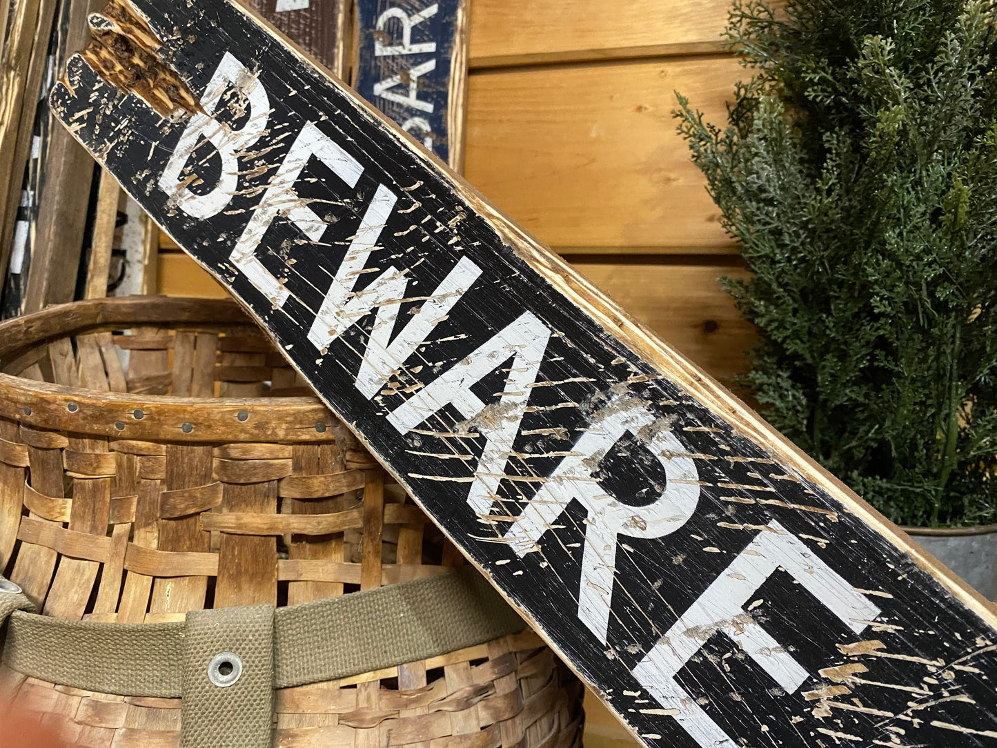 Beware of Shark Wood Sign