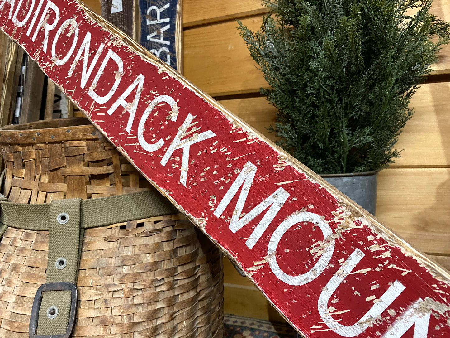 Adirondack Mountain Rustic Wood Sign