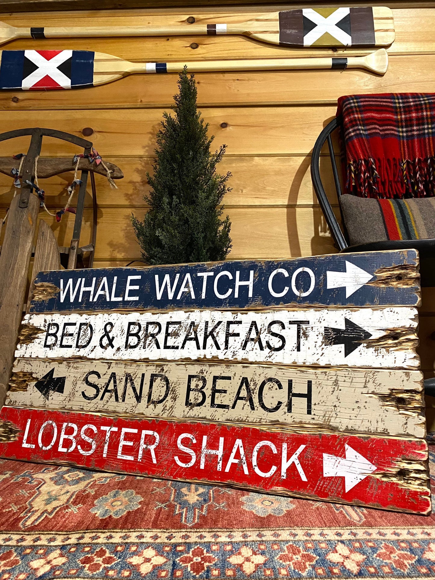 Coastal Bar Harbor Maine Rustic Wood Sign Set