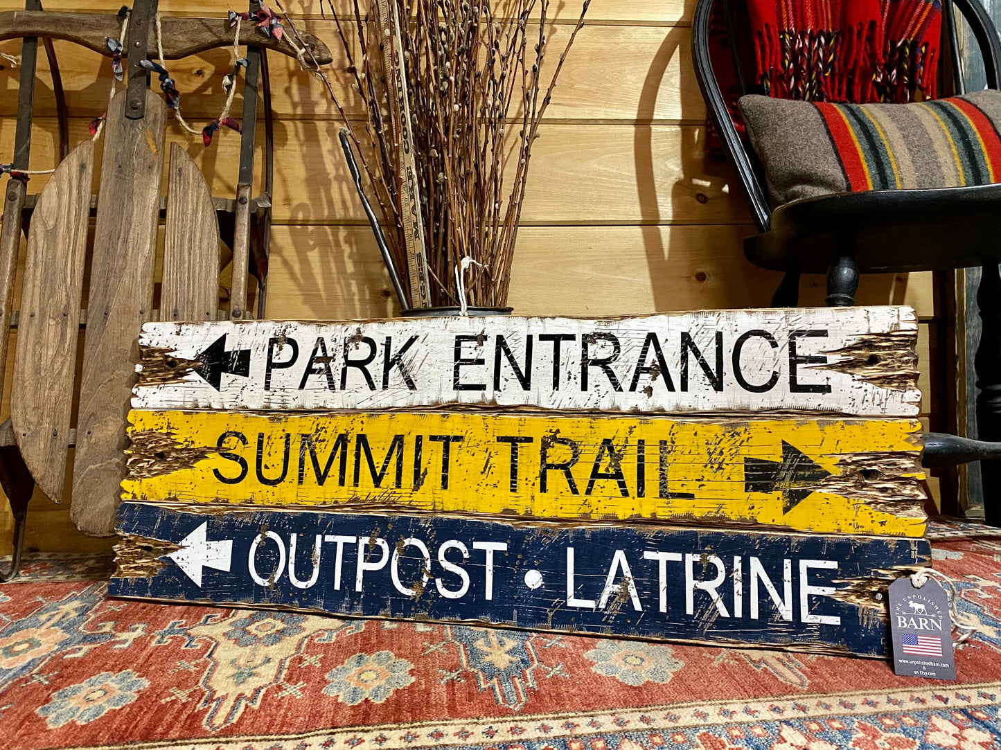 Rustic Hiking Wood Sign Set | National Park Decor
