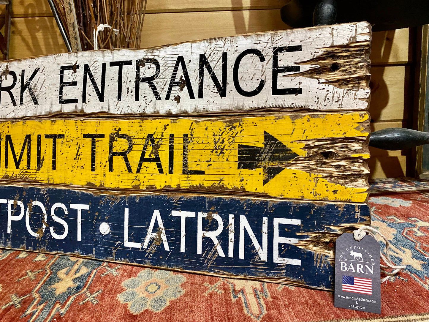 Rustic Hiking Wood Sign Set | National Park Decor