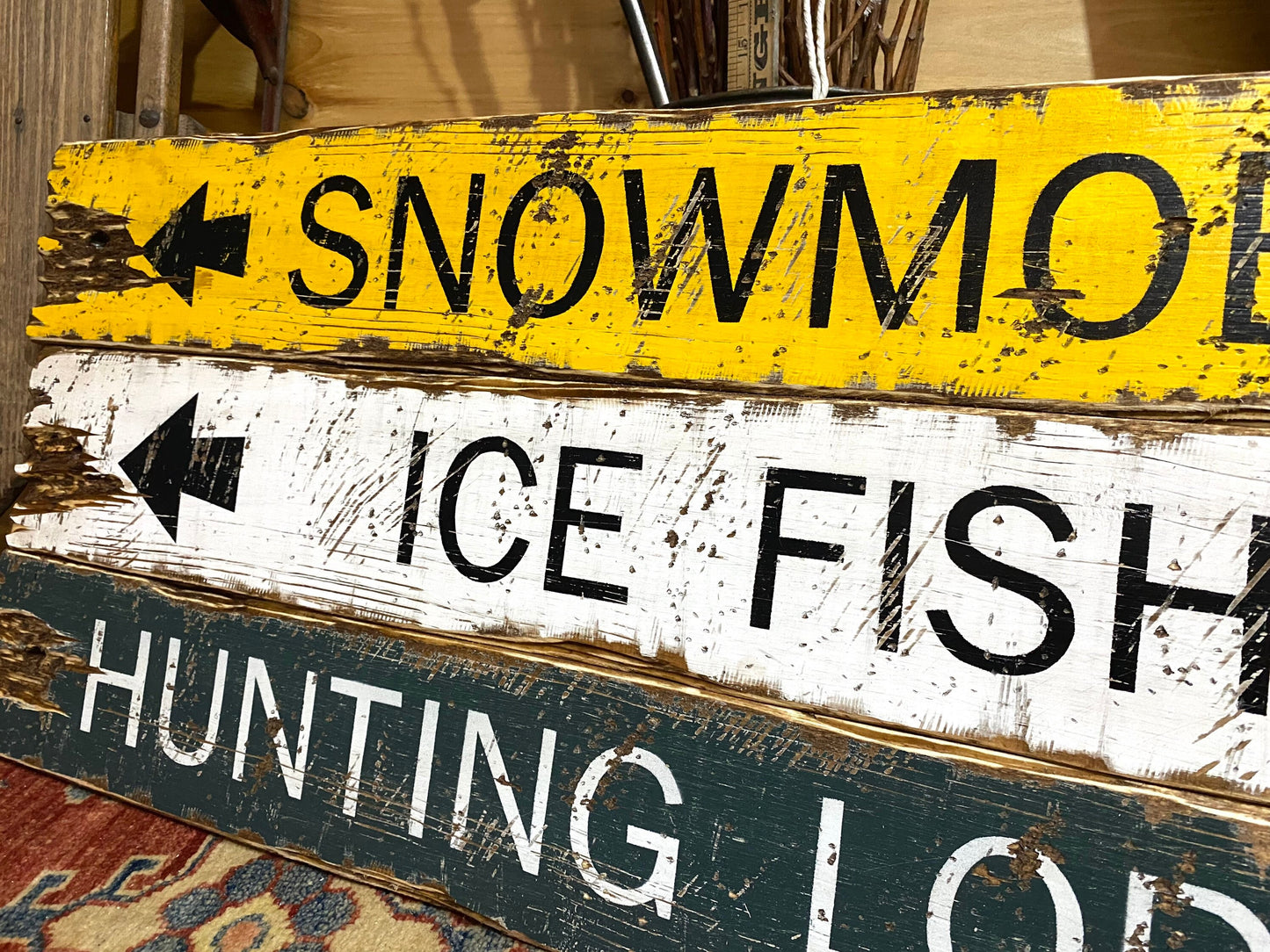 Snowmobiling Sign Set for Hunting Lodge