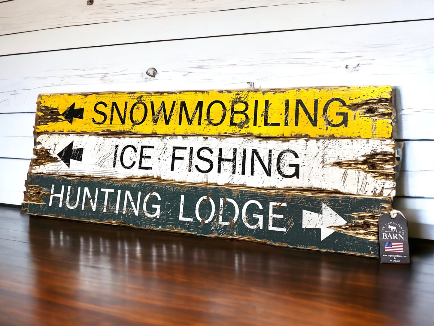 Rustic log cabin sign