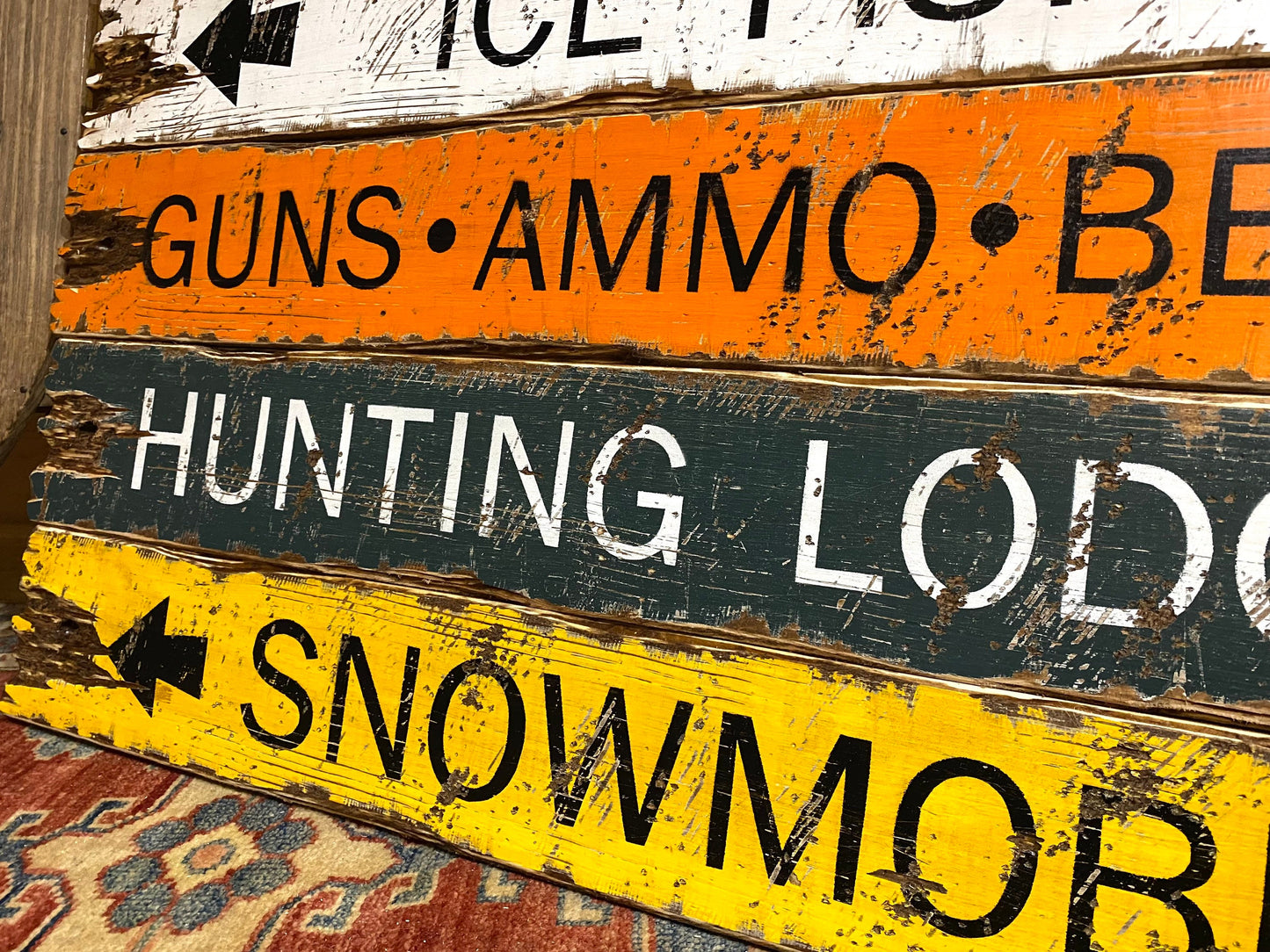 Rustic Hunting Lodge Wood Signs, Log Cabin Ice Fishing Decor