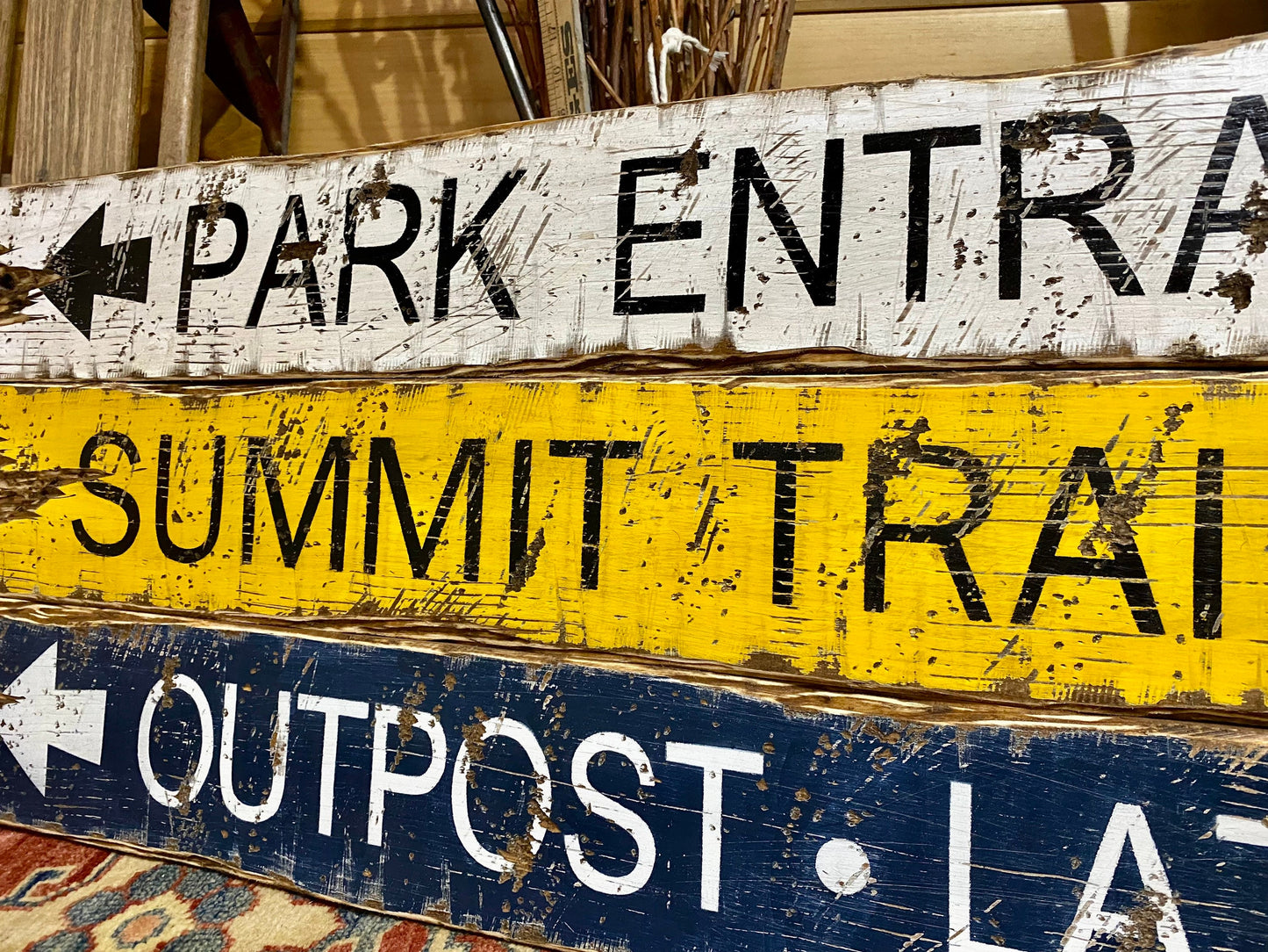 Rustic Hiking Wood Sign Set | National Park Decor