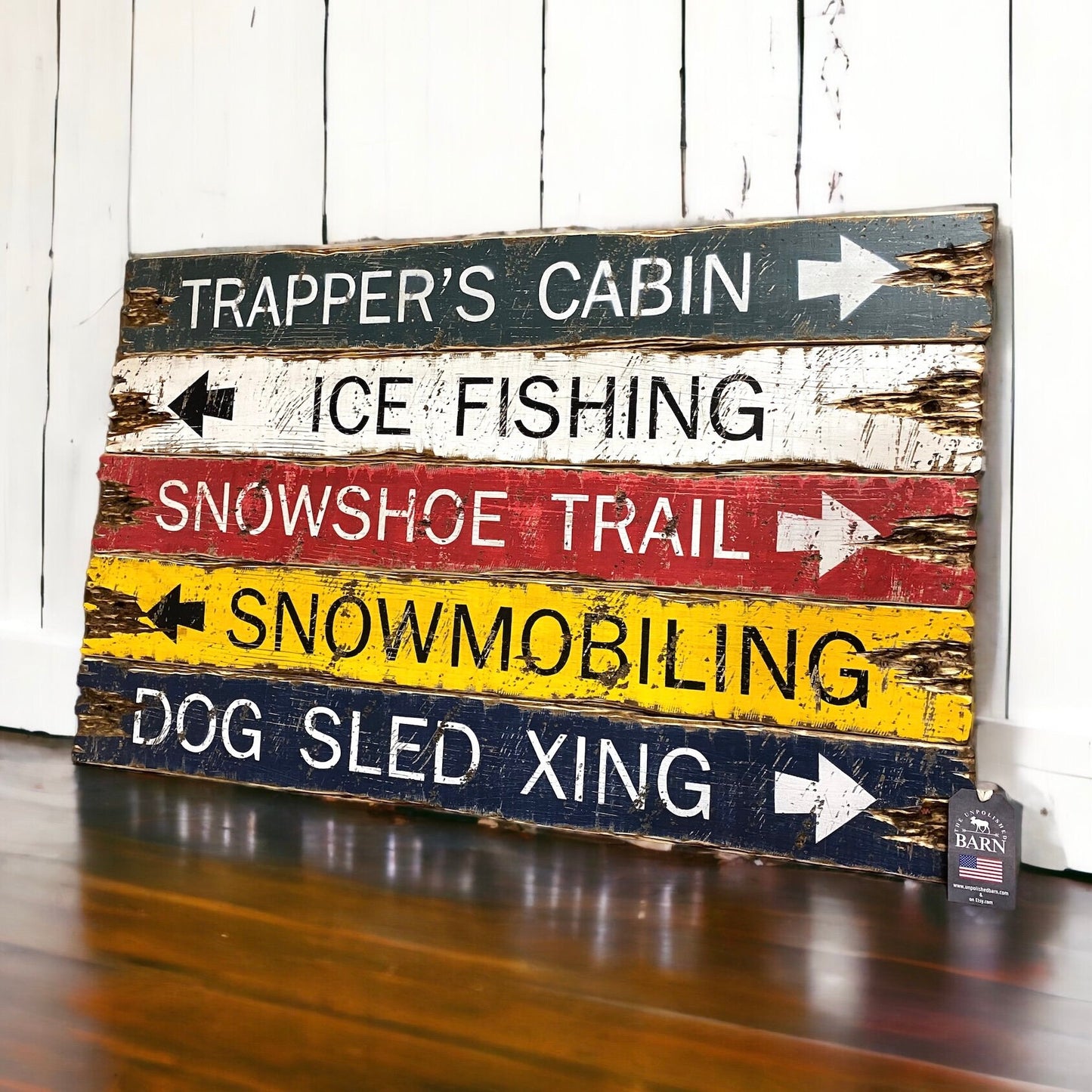 Winter hunting cabin signs