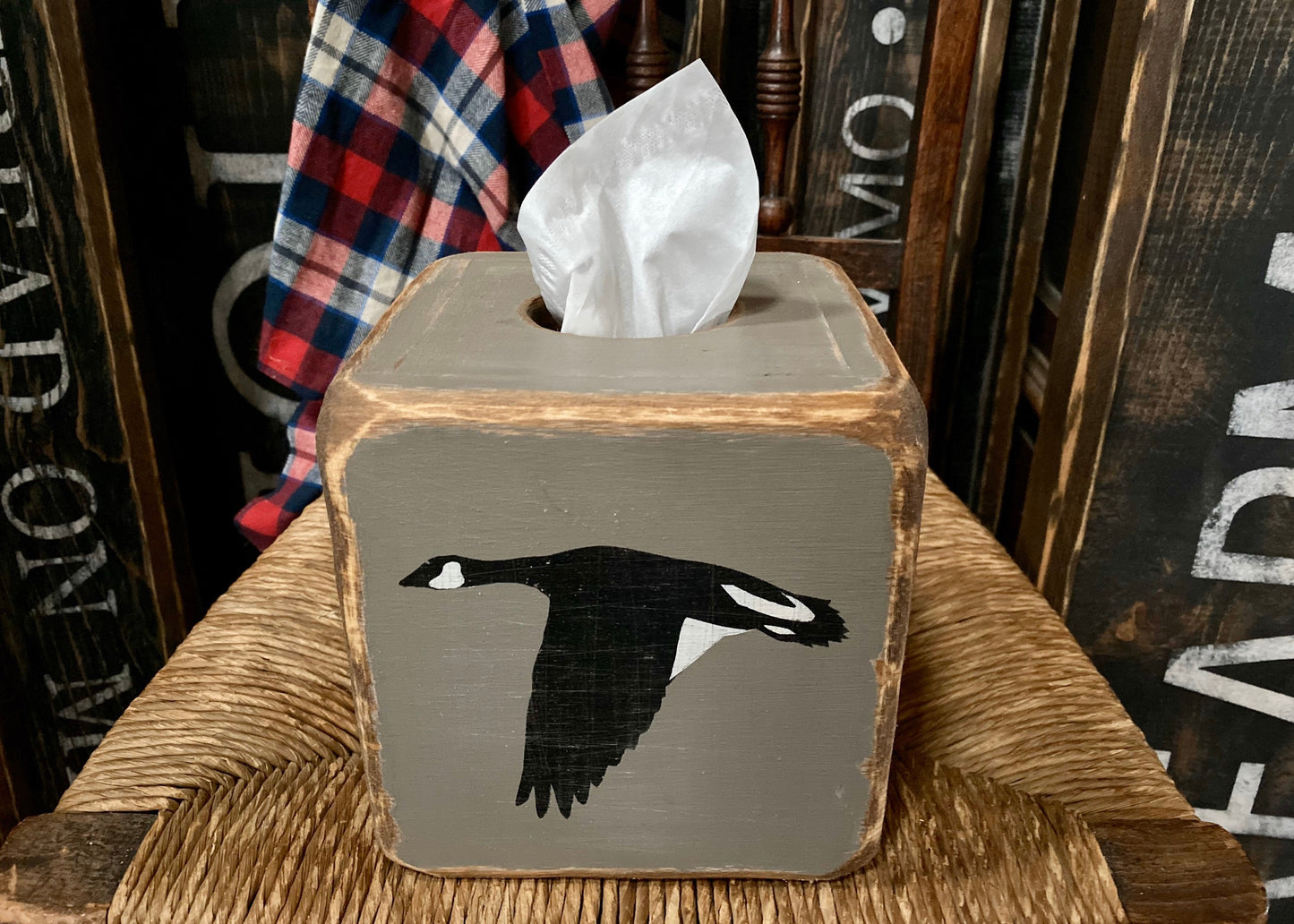 Canadian Goose Wood Tissue Box Cover, National Park Decor