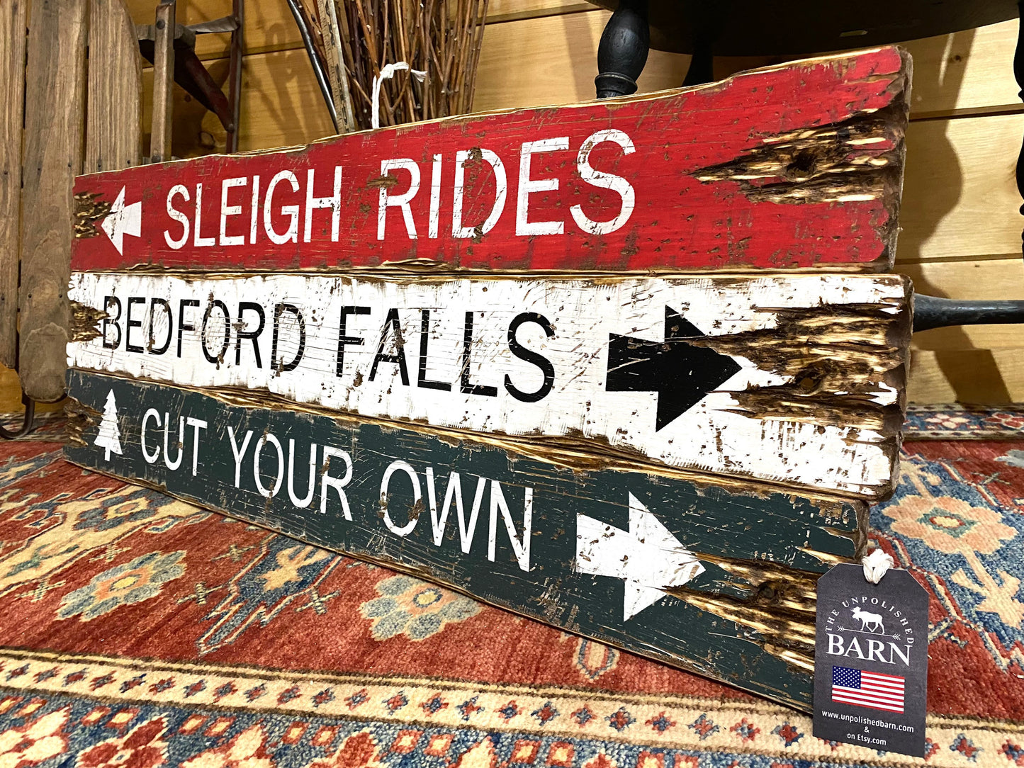 Christmas Sleigh Rides Sign Set, Bedford Falls