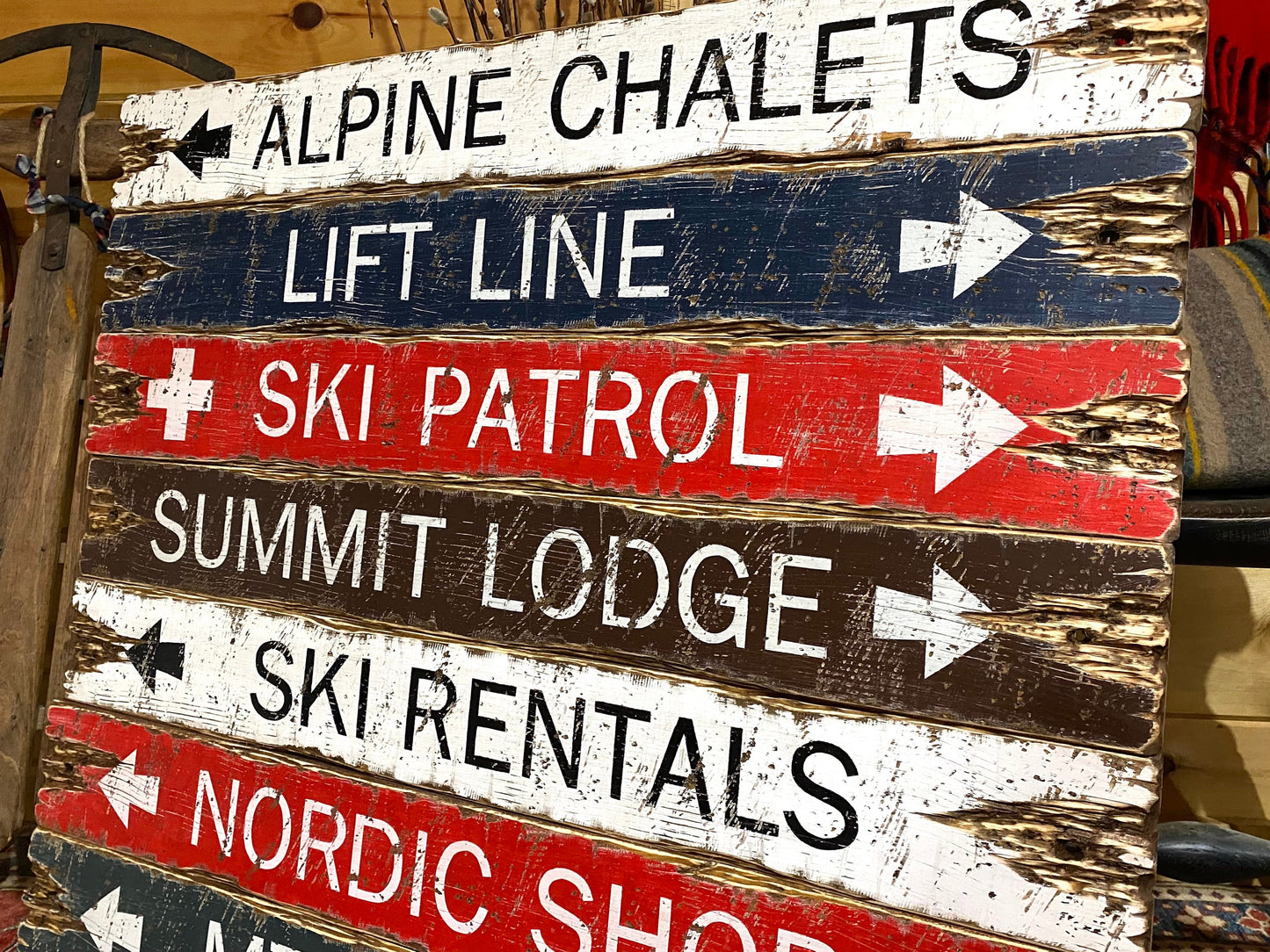 Rustic ski signs