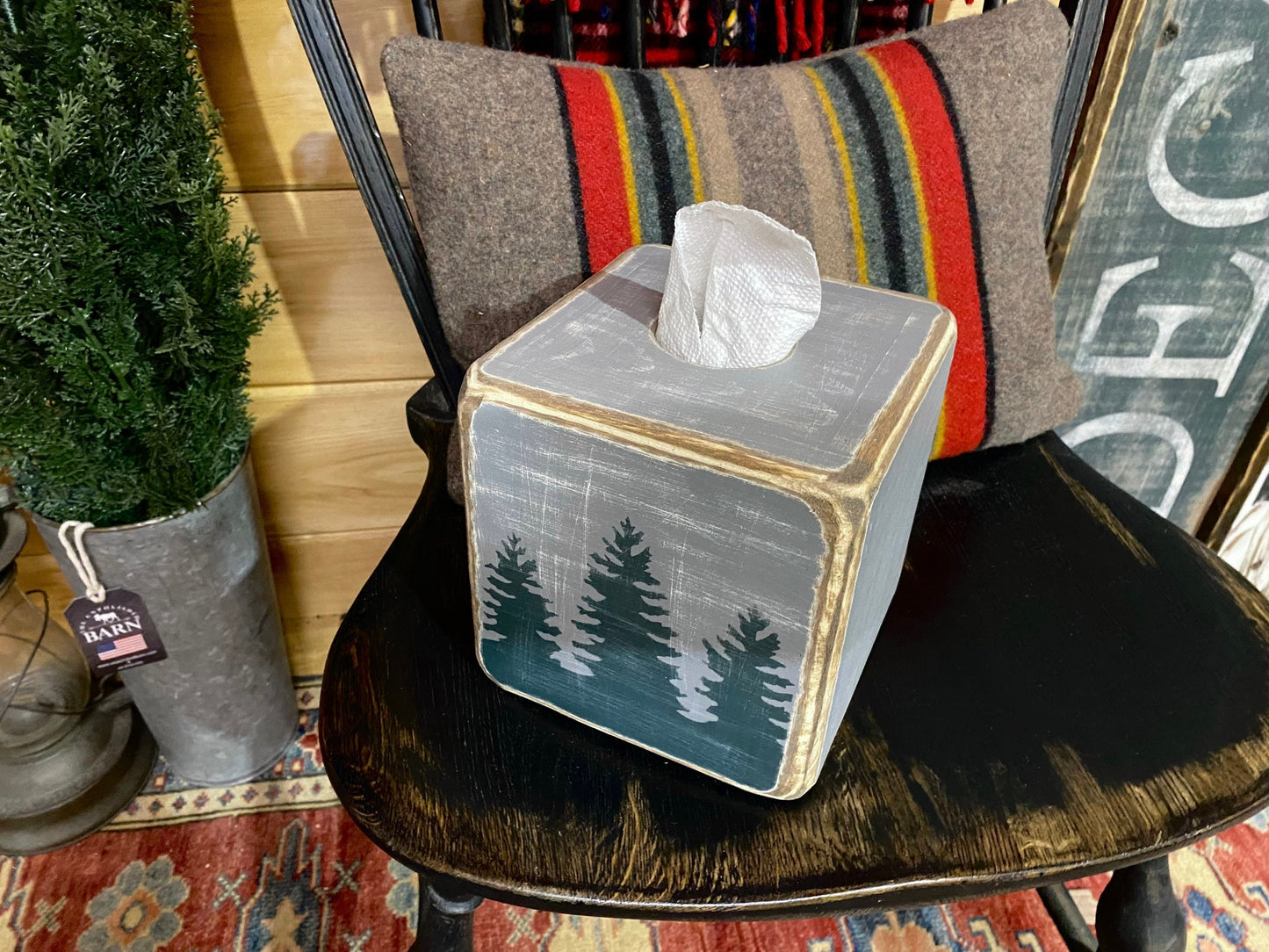 Pine Tree Forest Rustic Tissue Box Cover