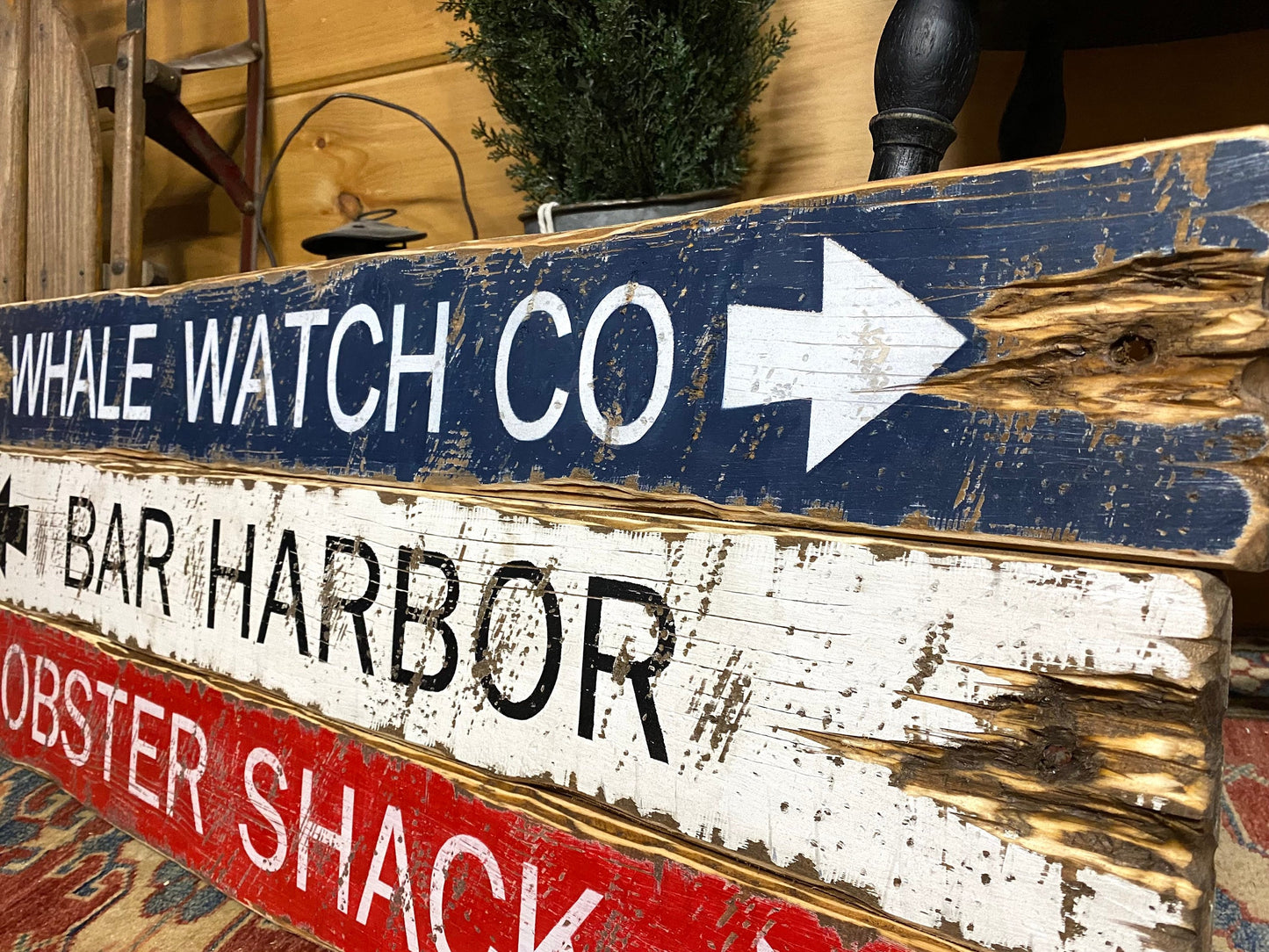 Bar Harbor Maine Rustic Wood Lobster Shack Sign Set