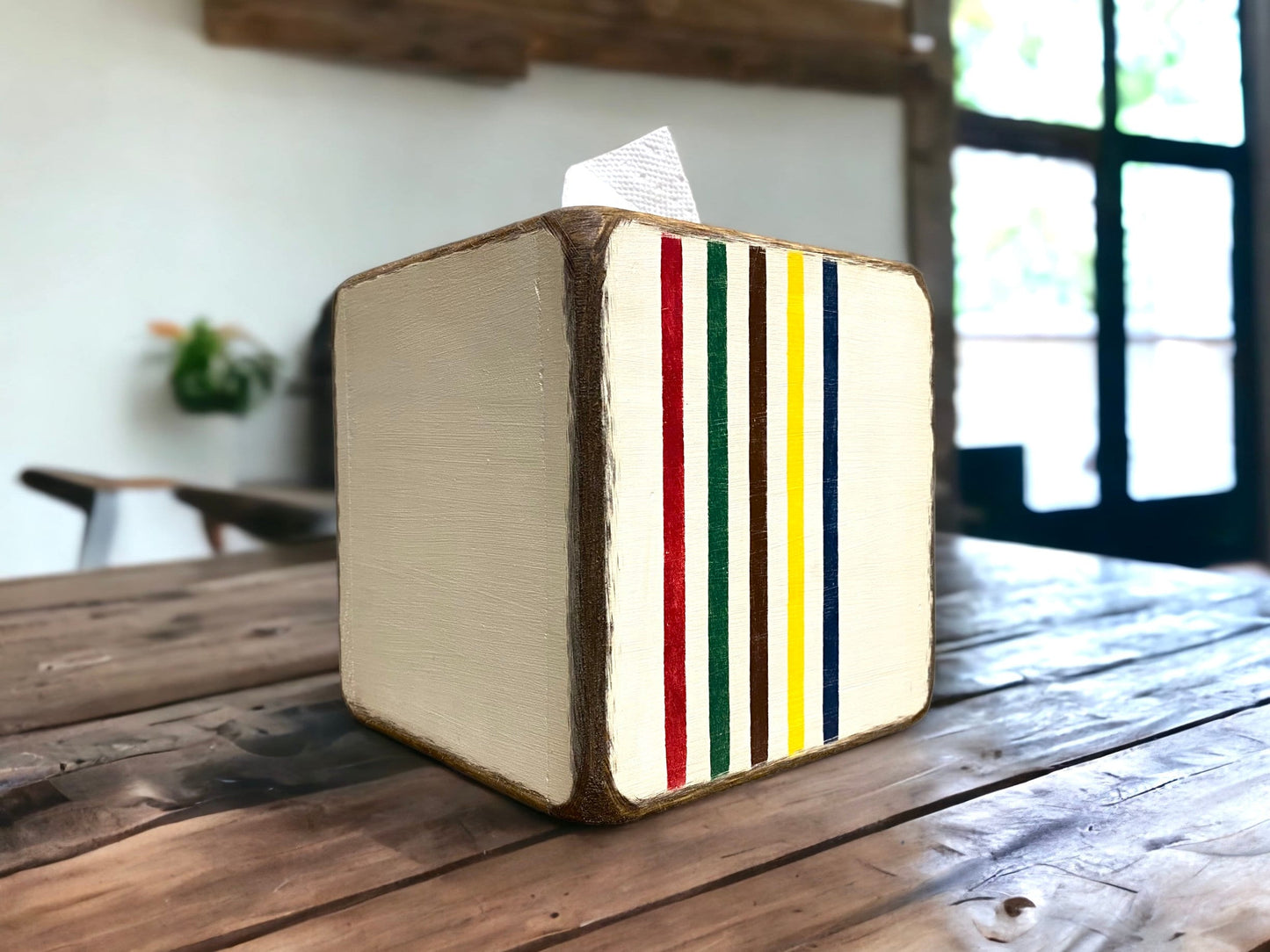 Cabin striped tissue box