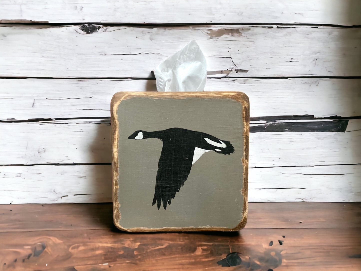 Canadian Goose Wood Tissue Box Cover, National Park Decor