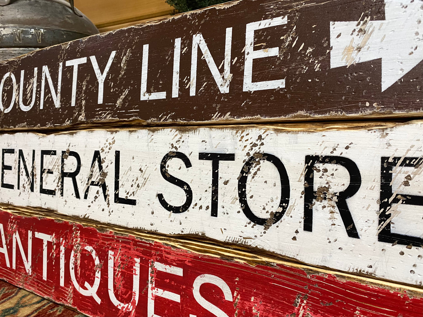 New England Country Store & Antiques Sign Set