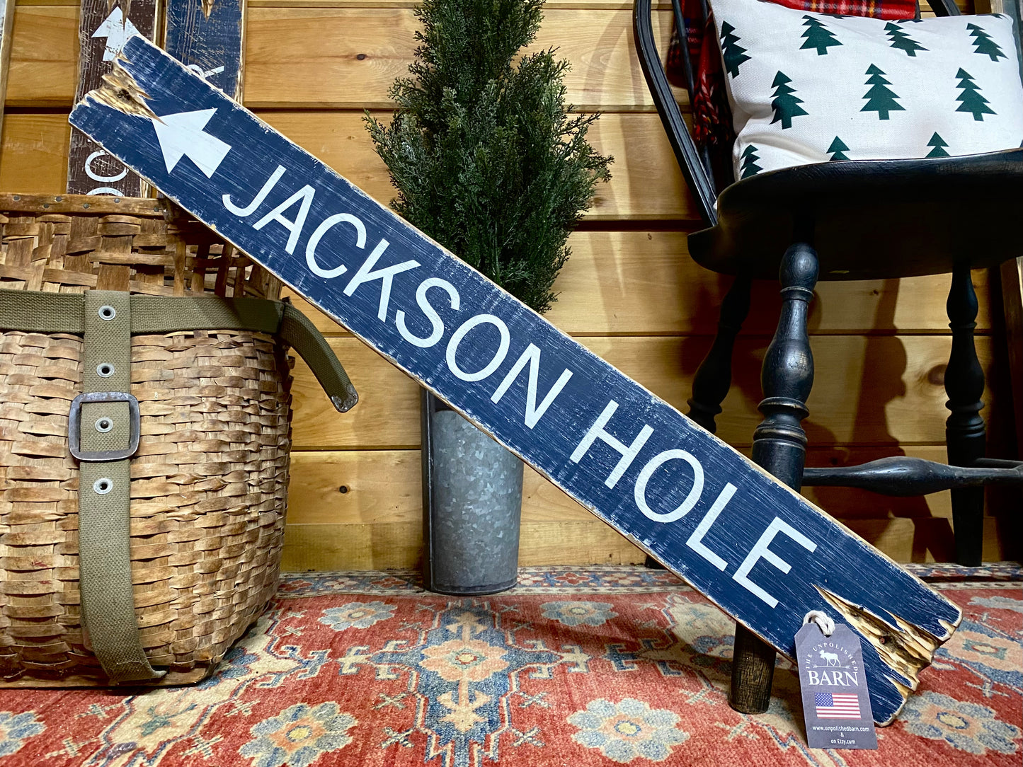 Jackson Hole Wyoming Rustic Wood Ski Trail Sign
