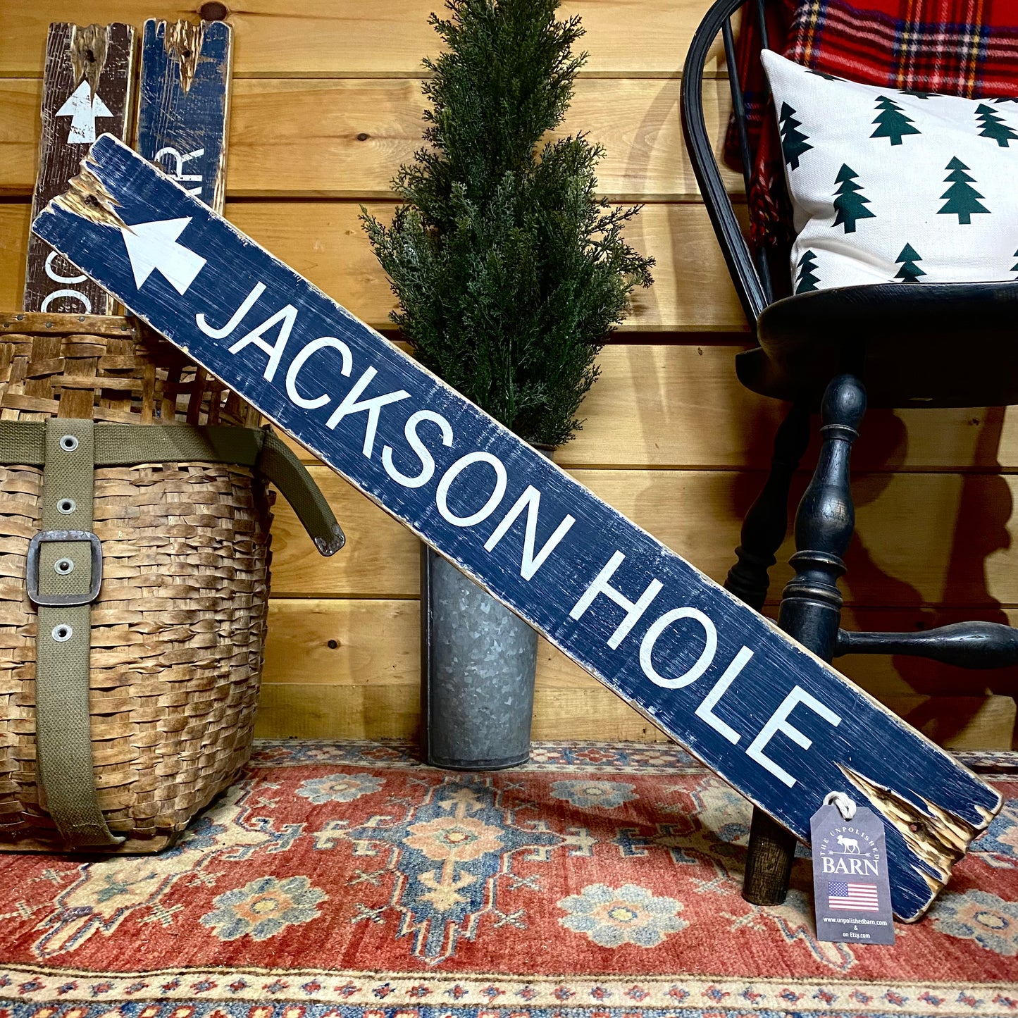 Jackson Hole Wyoming Rustic Wood Ski Trail Sign