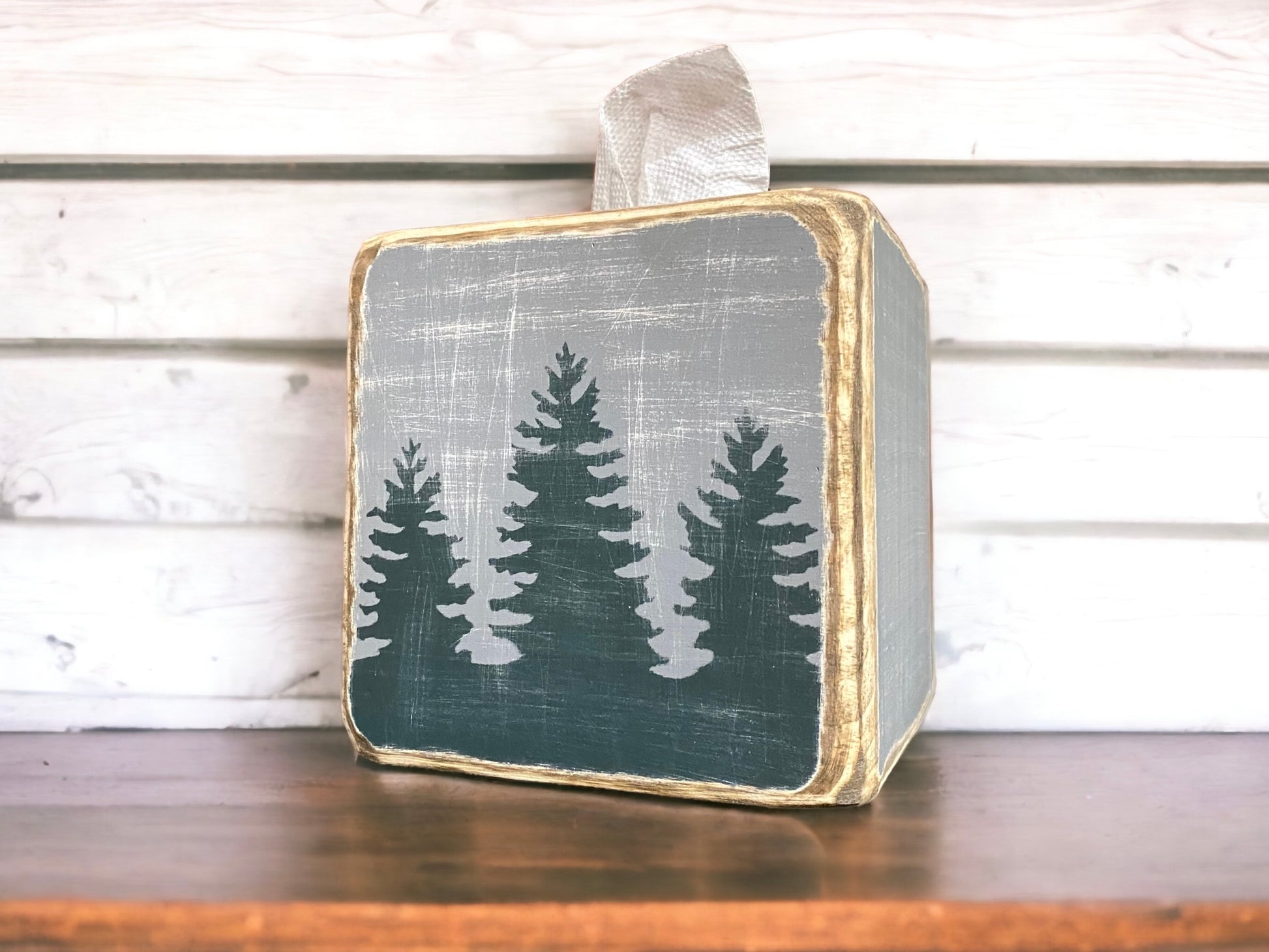 Maine pine tree tissue box
