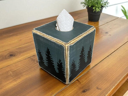 Rustic Pine Tree Forest Tissue Box Cover