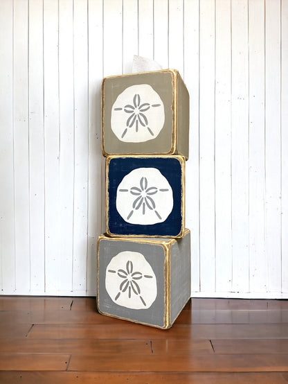 Navy Sand Dollar Tissue Box Cover