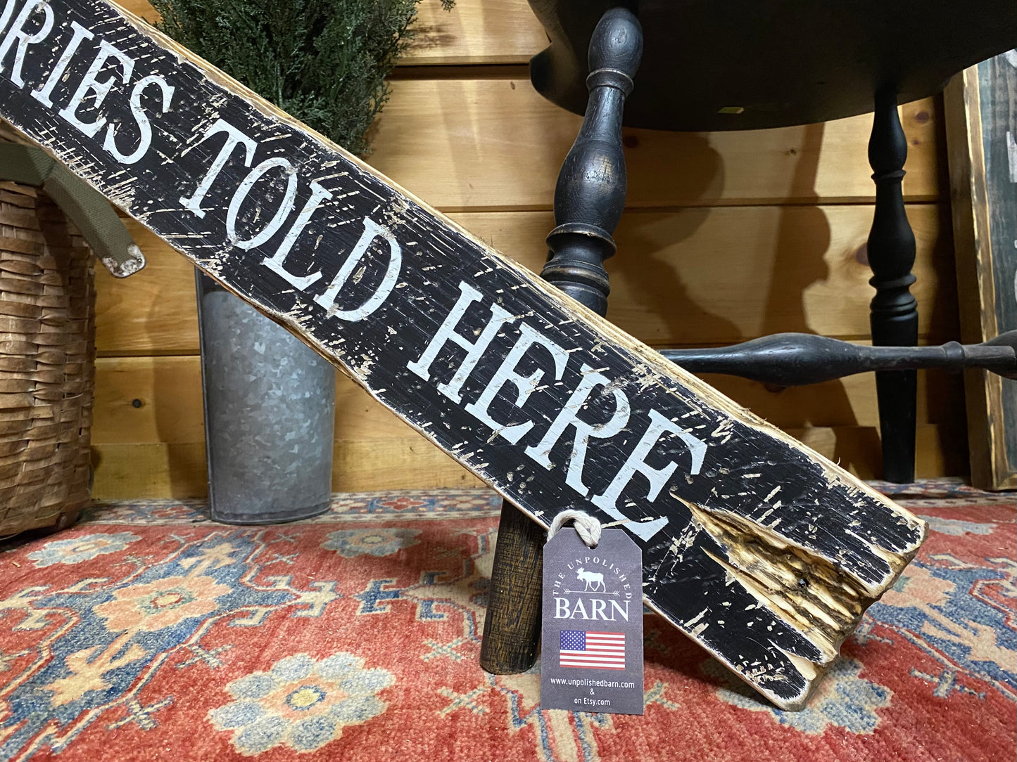 Fishing Stories Told Here Rustic Wood Sign
