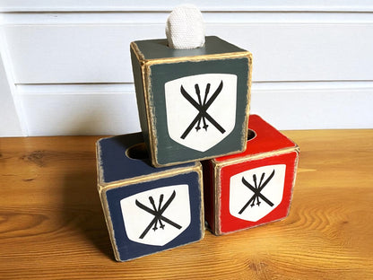 Wooden Ski Cabin Tissue Box Cover