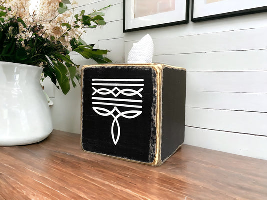 Western cowboy boot stitch tissue box