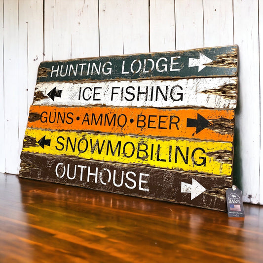 Hunting and ice fishing sign set