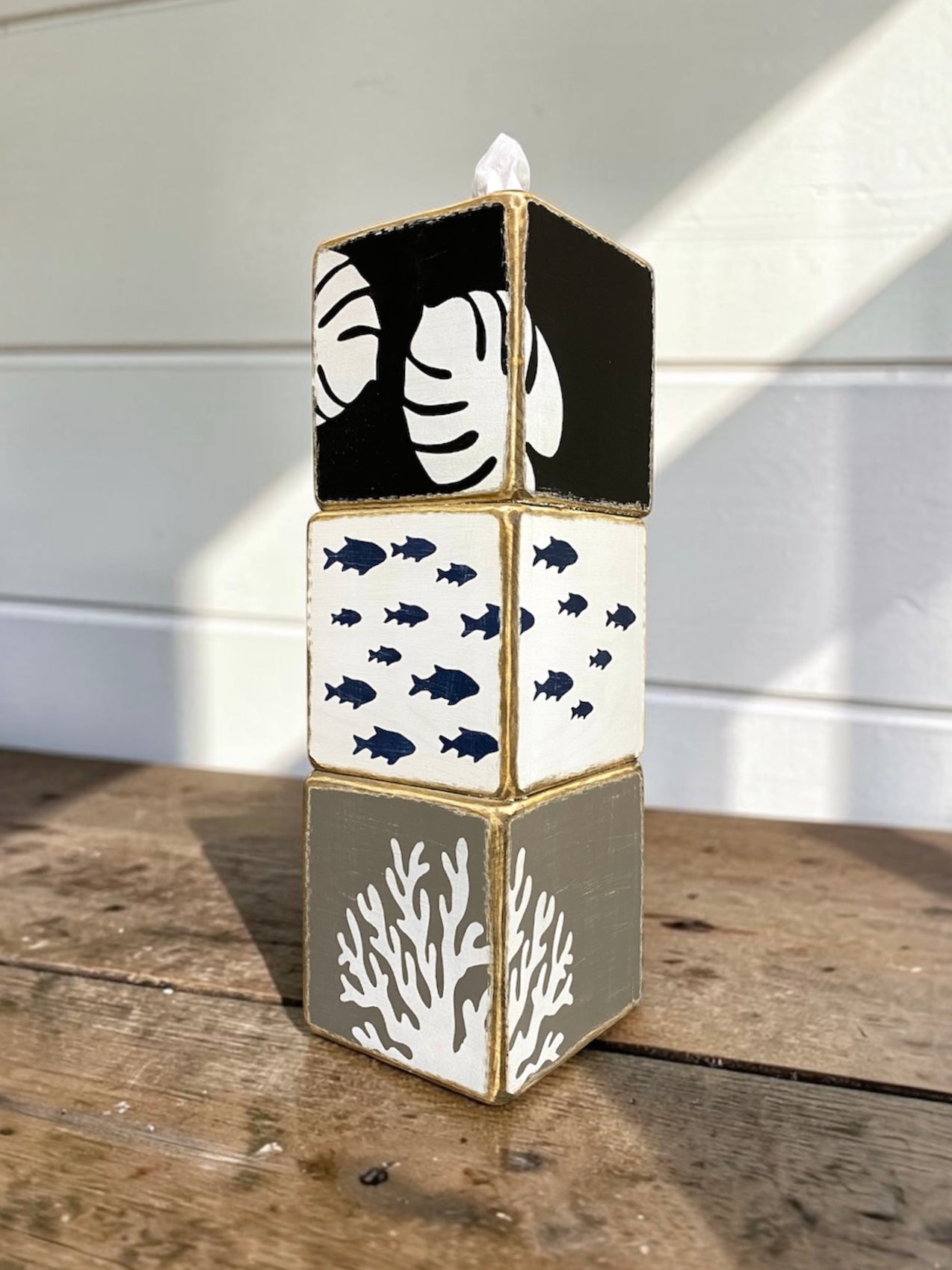 Beach House Coral Tissue Box Cover