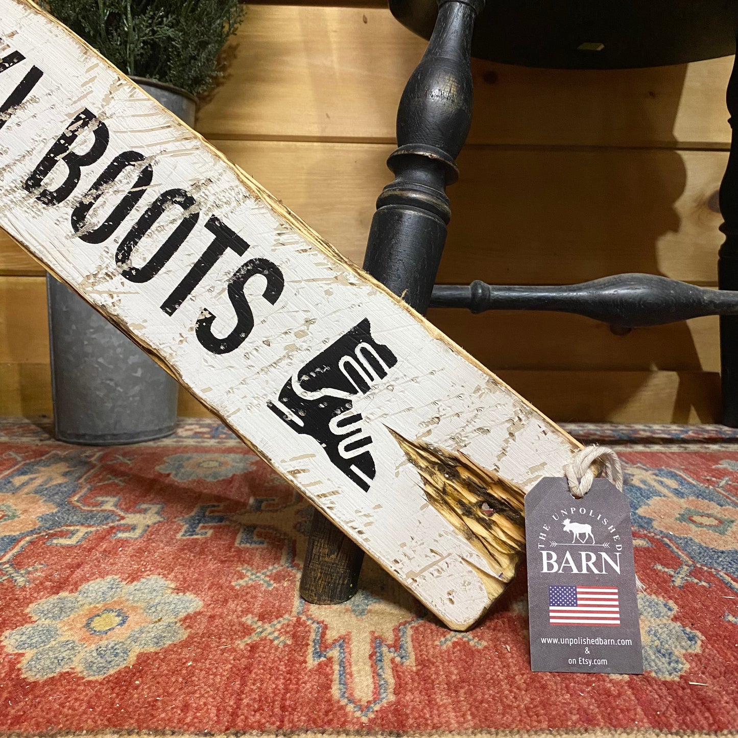 Please Remove Ski Boots Wood Sign