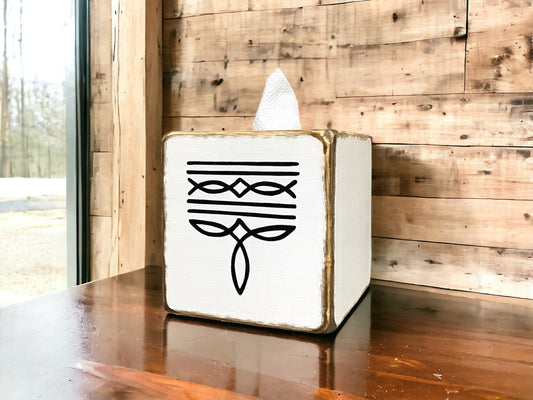 Cowboy boot stitch tissue box