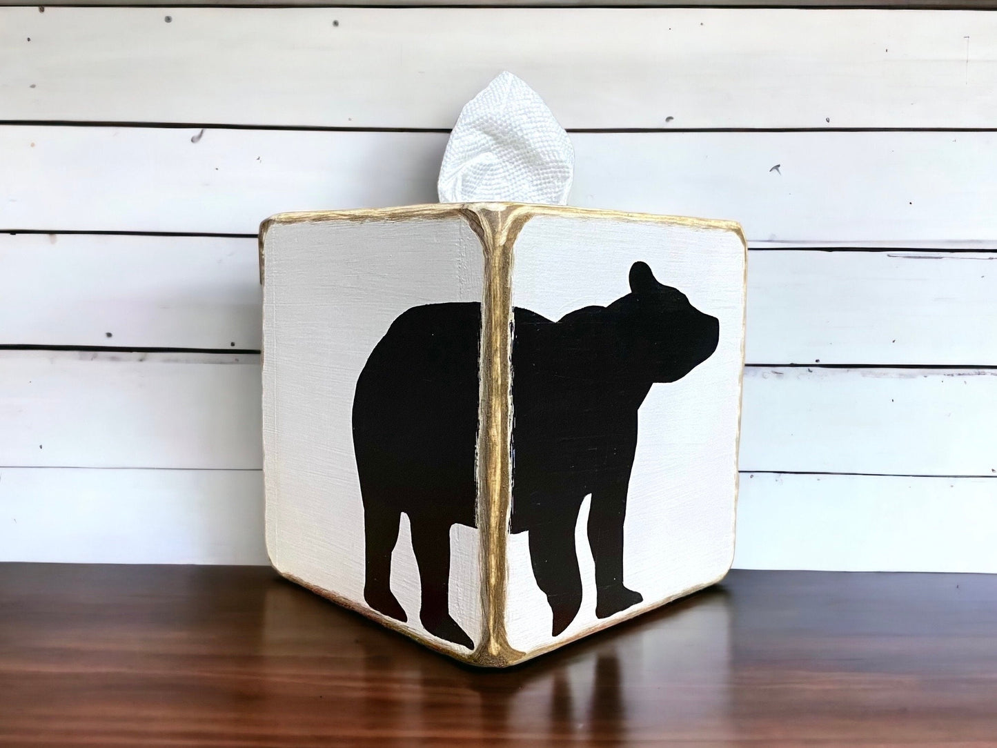 Black bear tissue box for cabin