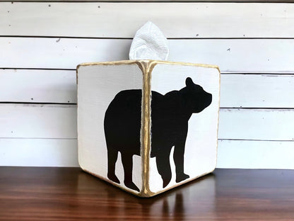 Black bear tissue box for cabin