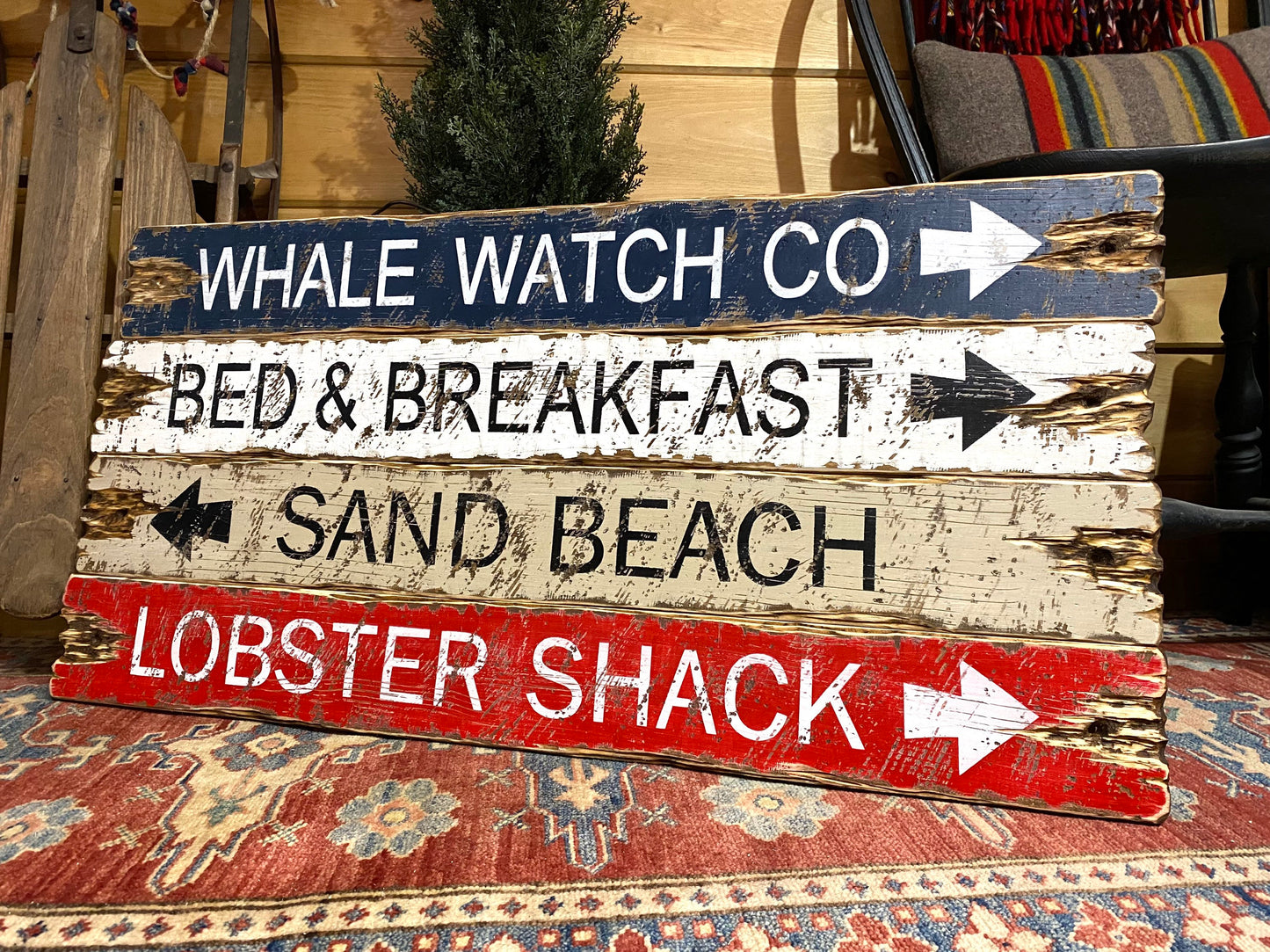 Coastal Bar Harbor Maine Rustic Wood Sign Set