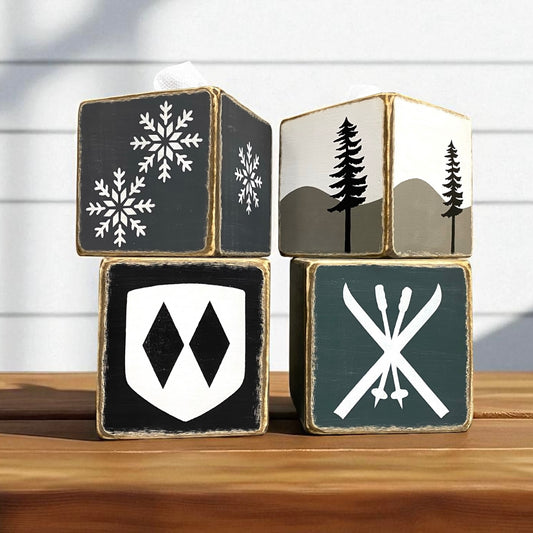 Ski decor, skiing tissue box