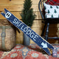 A distressed double diamond wooden ski trail sign that adds authentic mountain charm to any ski cabin, chalet, or winter lodge décor — handcrafted for that vintage ski slope feel, made in Maine