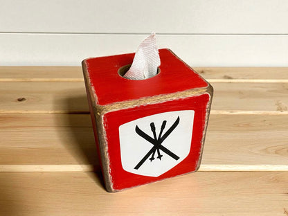 Rustic Ski Cabin Tissue Box Cover