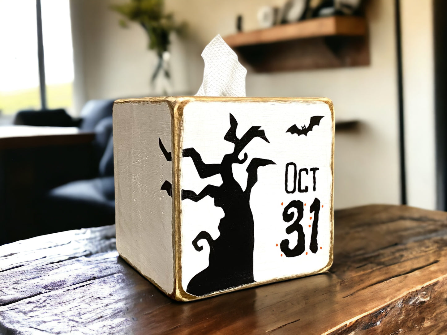 Rustic Halloween Tissue Box Cover