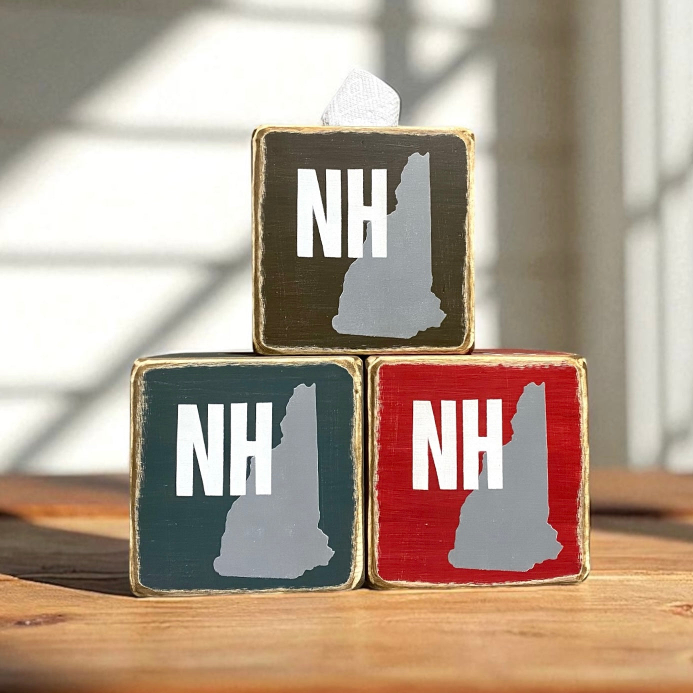 State of New Hampshire Rustic Tissue Box Cover