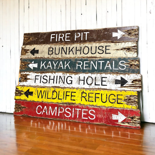 Camping and fishing sign set for cabin 