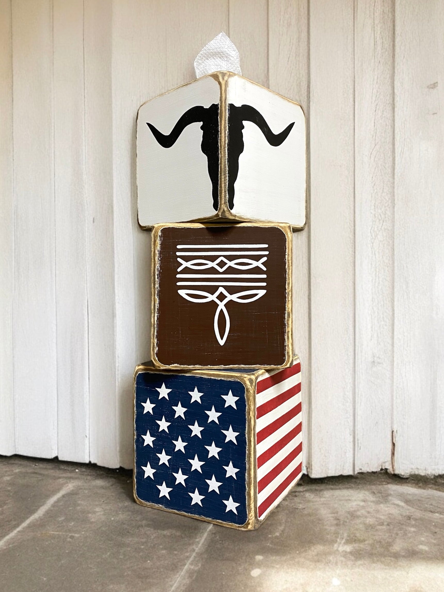 Western cowboy boot tissue box