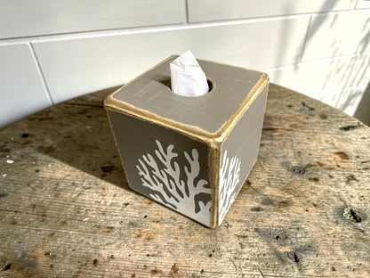 Beach House Coral Tissue Box Cover