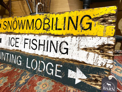 Snowmobiling Sign Set for Hunting Lodge