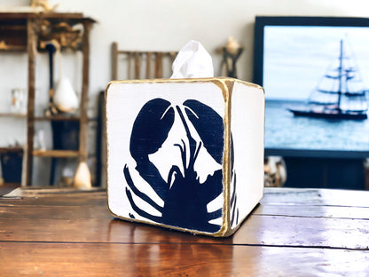 Blue lobster tissue box