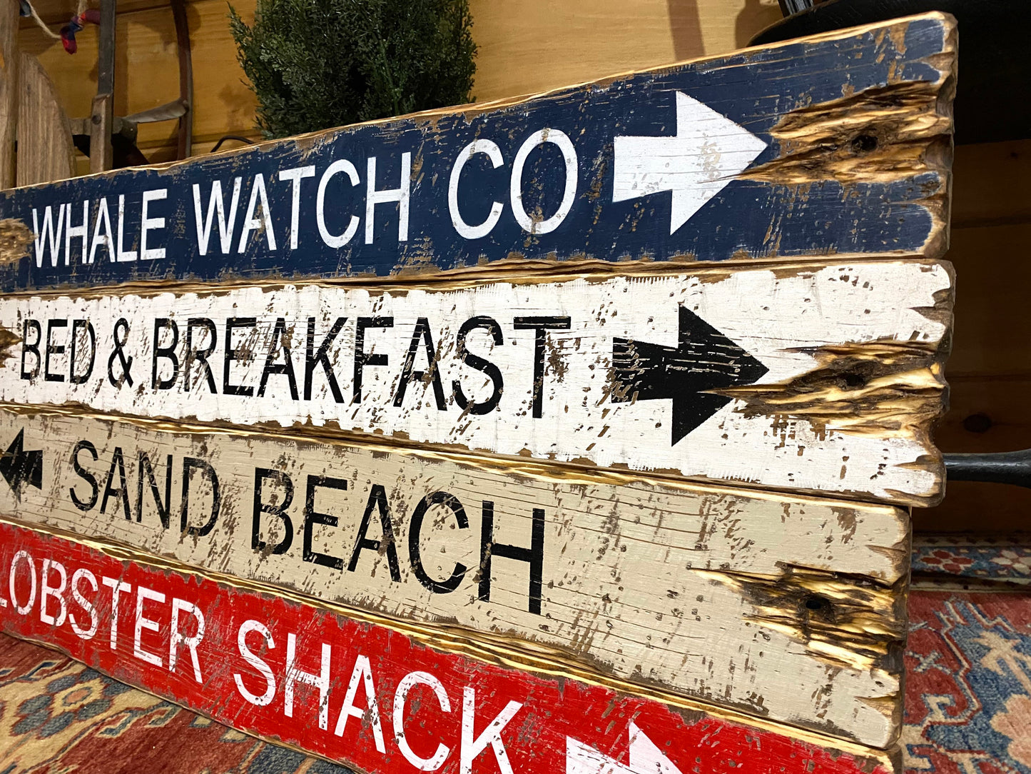 Coastal Bar Harbor Maine Rustic Wood Sign Set