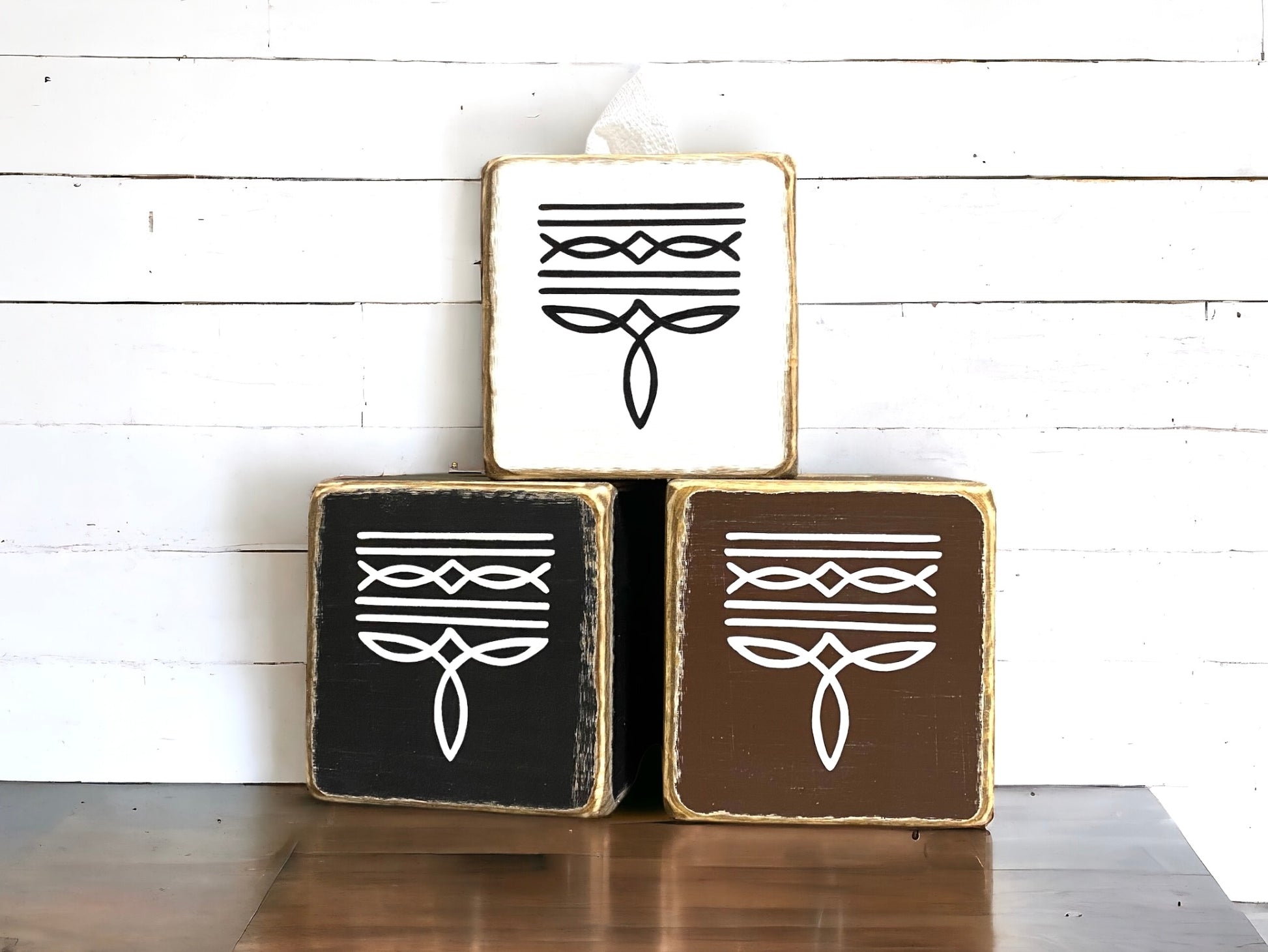 Cowboy boot stitch tissue box
