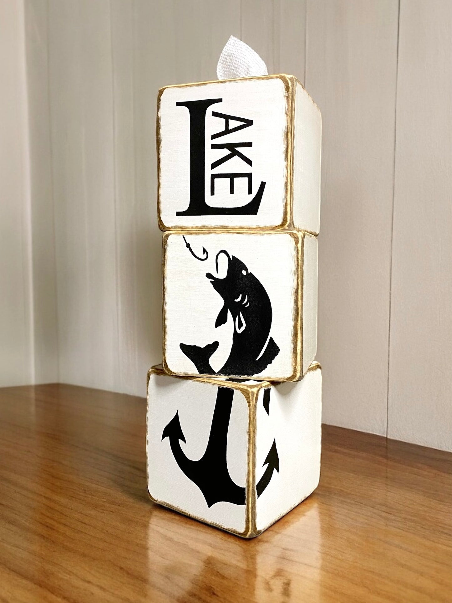 Lake House Anchor Tissue Box Cover