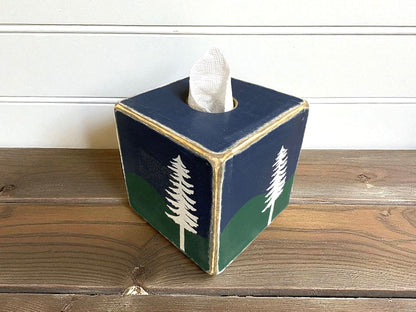 Log Home Pine Tree Forest Tissue Box Cover